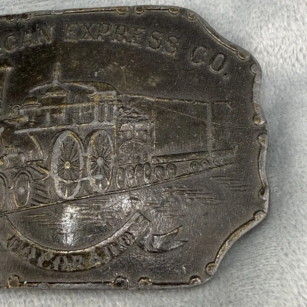 Vintage‎ Lewis Buckles Belt Buckle Gold American Express Train Brass One Size